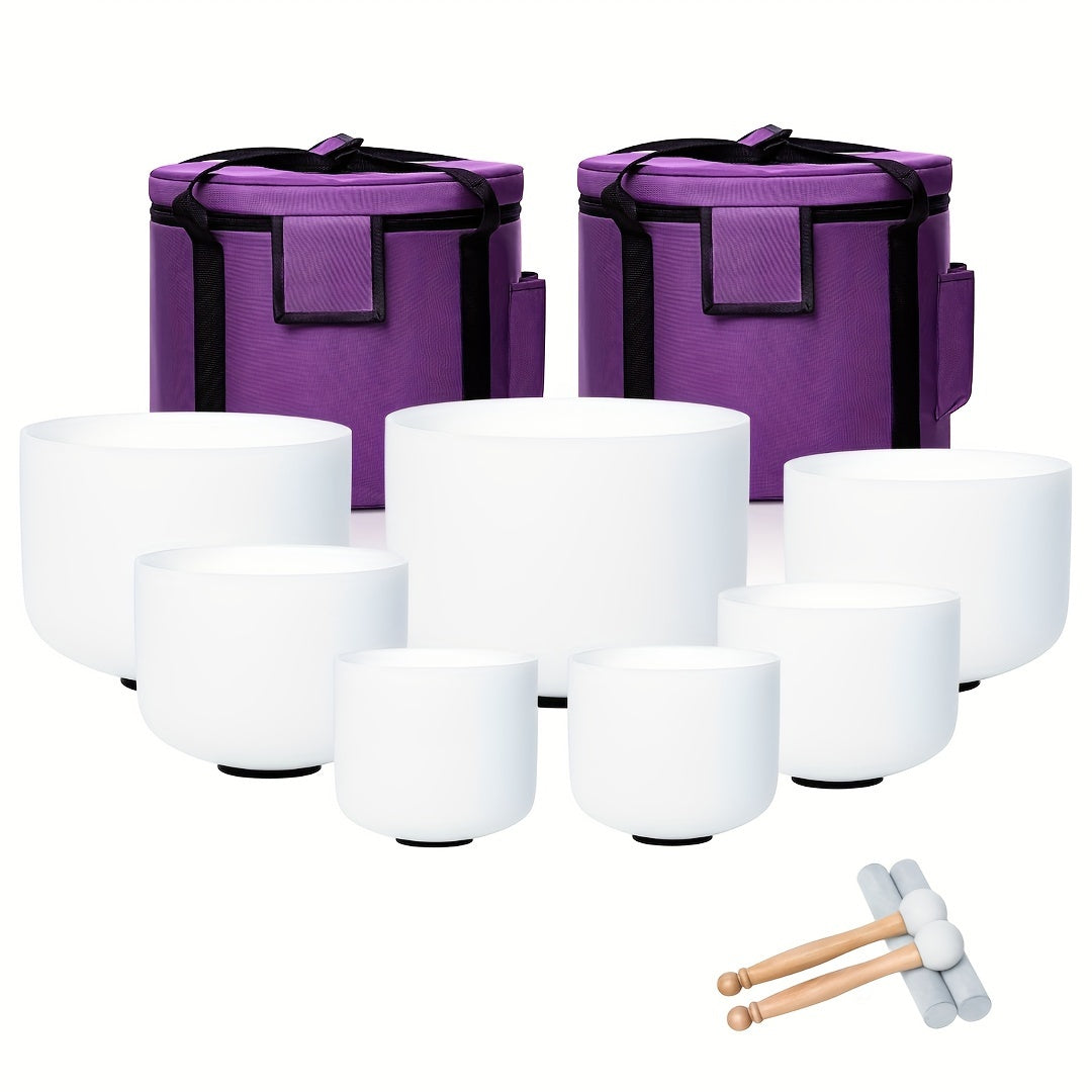 432Hz Quartz Crystal Singing Bowls Set for Meditation and Yoga - Earth Heart Resources