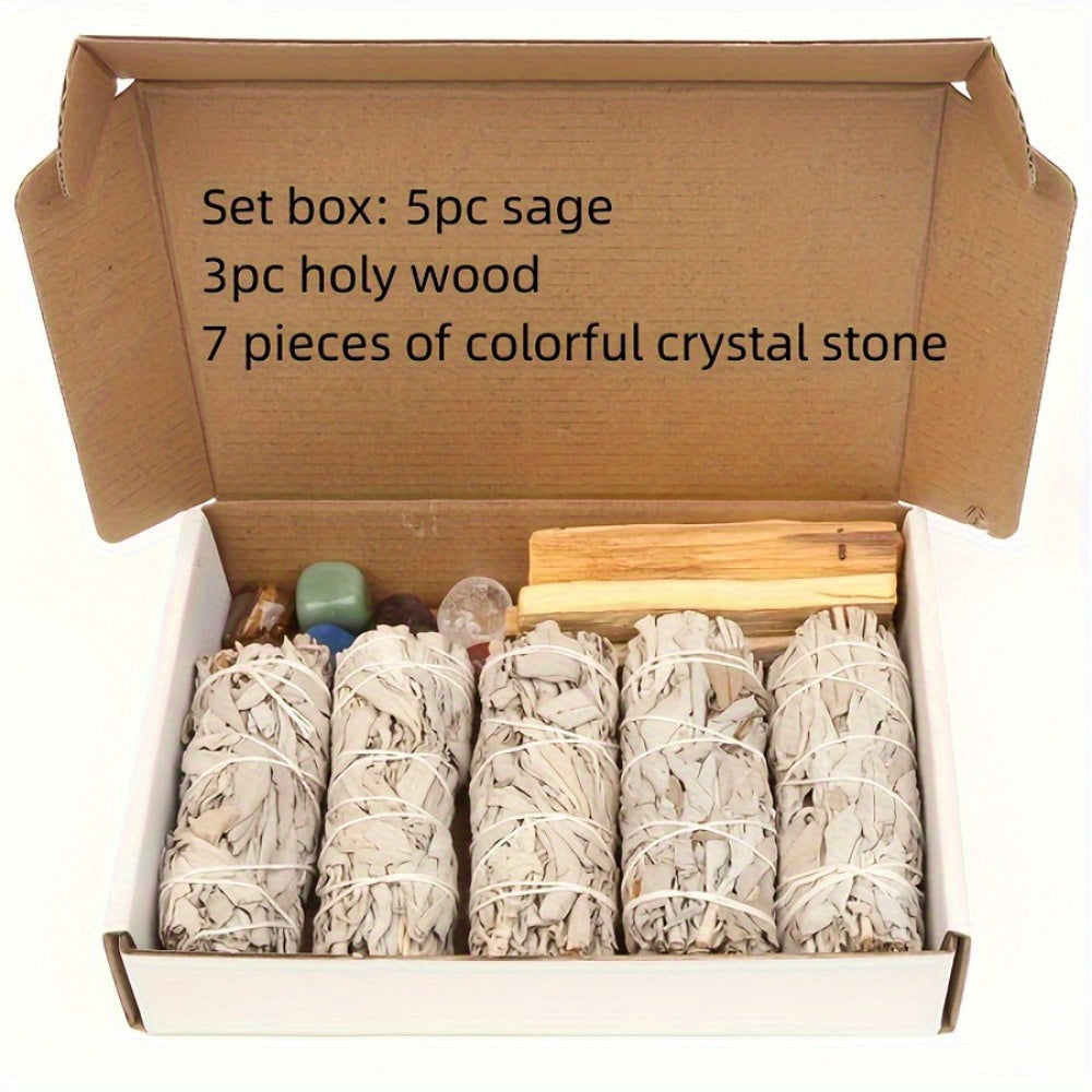Sage Cleansing Kit with Incense Sticks and Crystal Stones - Earth Heart Resources