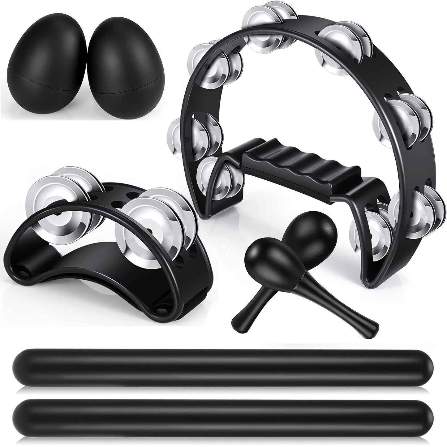 8 Piece Tambourine Musical Instrument Set for Fun Rhythm - Earth Heart Resources