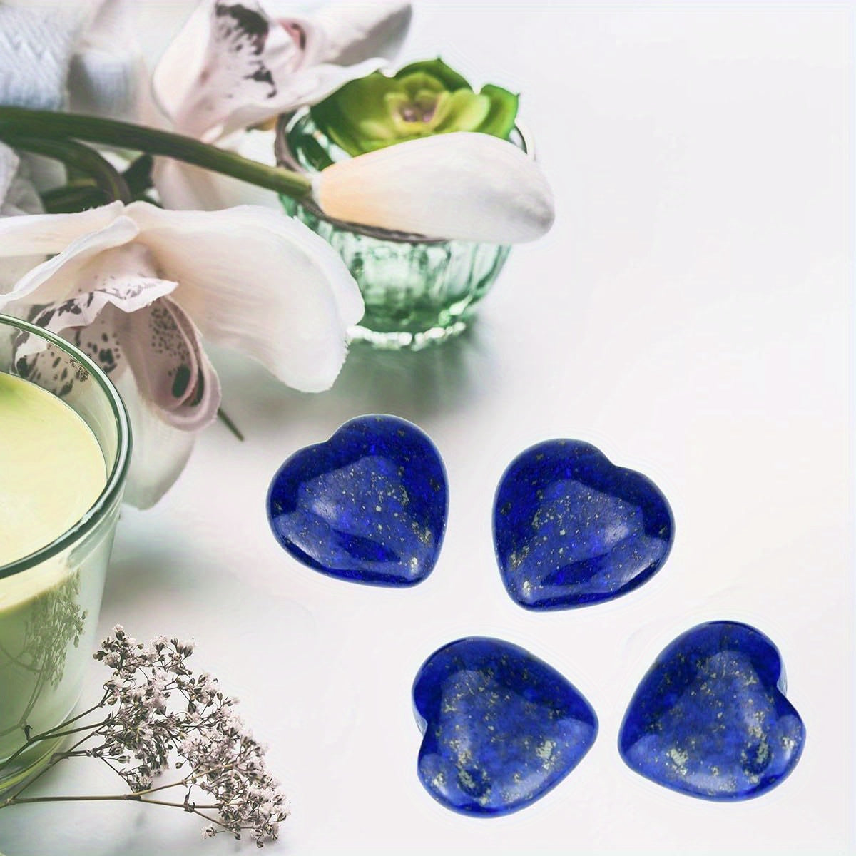 Lapis Lazuli Heart Carved Palm Worry Stones for Healing Energy - Earth Heart Resources
