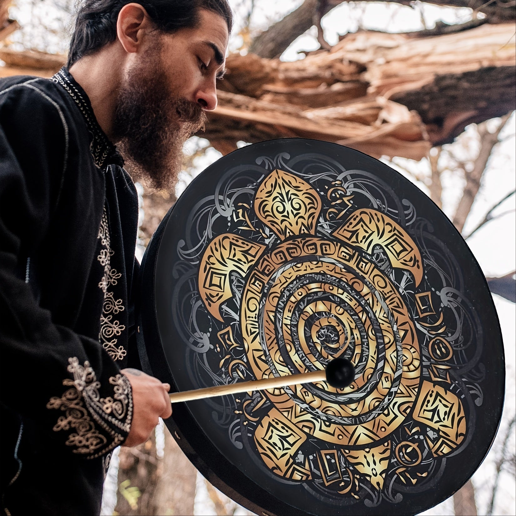 VMONKE Shamanic Turtle Drum for Meditation and Spiritual Decor - Earth Heart Resources