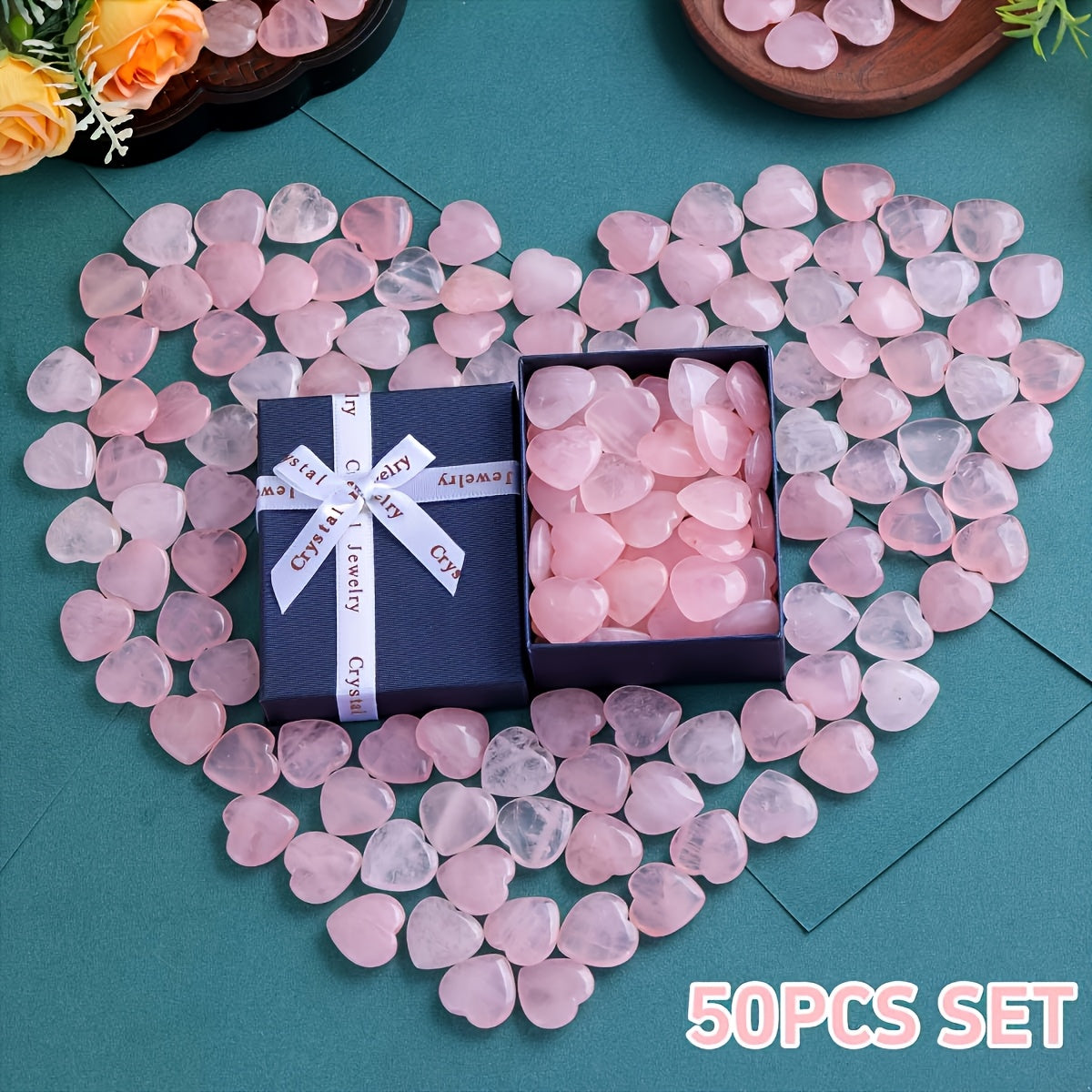 Polished Rose Quartz Heart Crystals Gift Set for Love - Earth Heart Resources