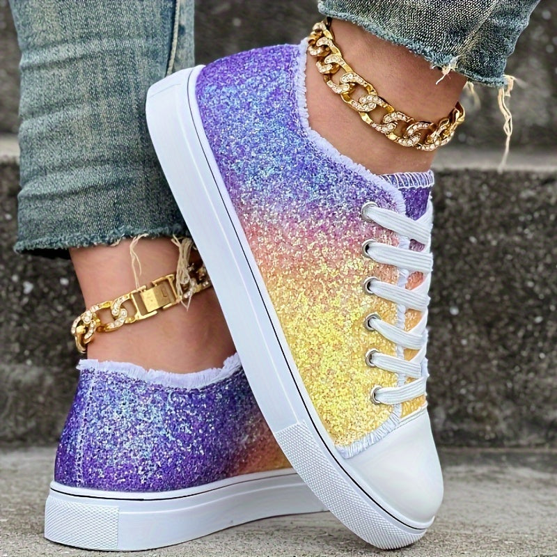 Women's Rainbow Glitter Casual Shoes for Pride Celebrations - Earth Heart Resources
