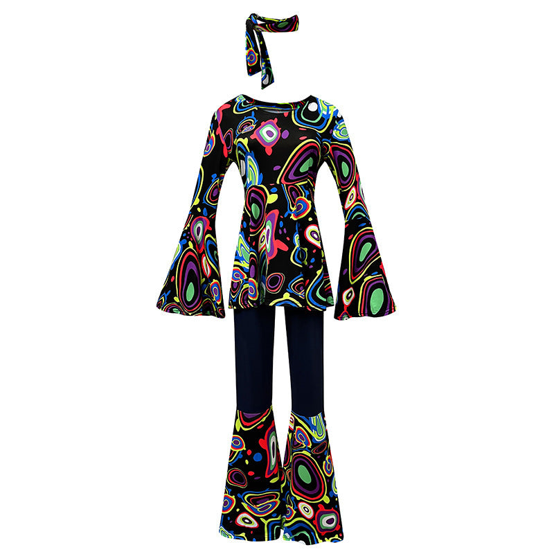 Trendy Women's Printed Tops and Pants Set with Headscarf - Earth Heart Resources