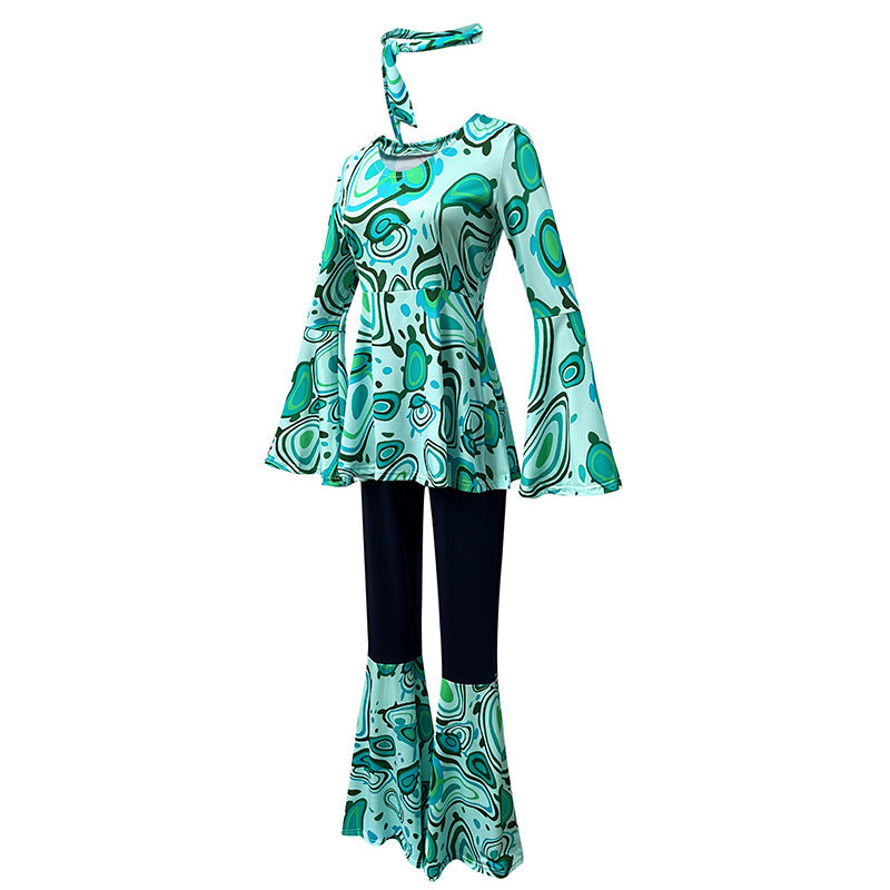 Trendy Women's Printed Tops and Pants Set with Headscarf - Earth Heart Resources