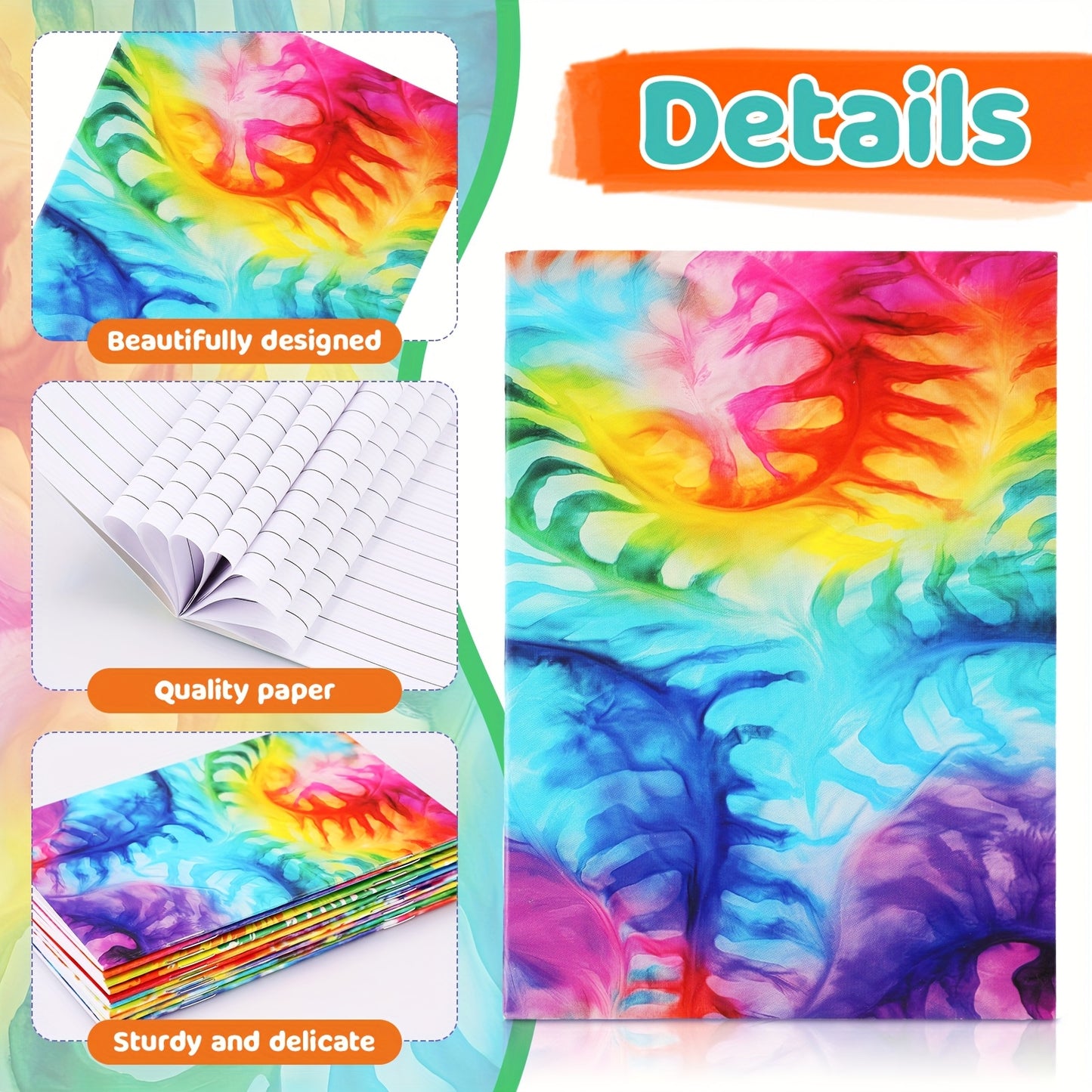 Mini Tie Dye Notepads Bulk Colorful Pocket Notebooks for Gifts - Earth Heart Resources