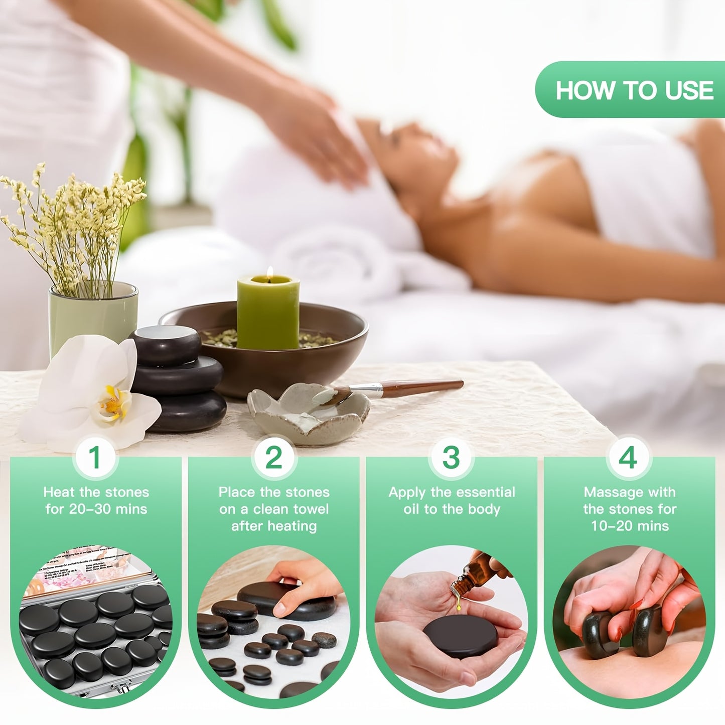 Hot Stones Massage Set for Professional Spa Relaxation Therapy - Earth Heart Resources