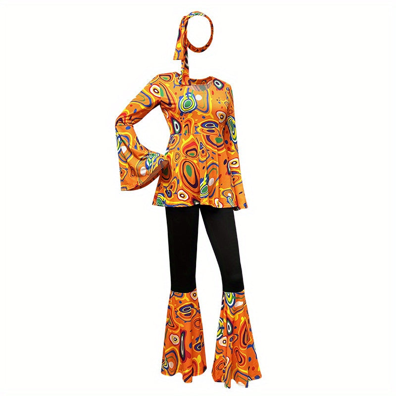 Trendy Women's Printed Tops and Pants Set with Headscarf - Earth Heart Resources