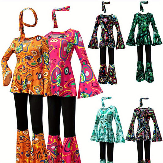 Trendy Women's Printed Tops and Pants Set with Headscarf - Earth Heart Resources