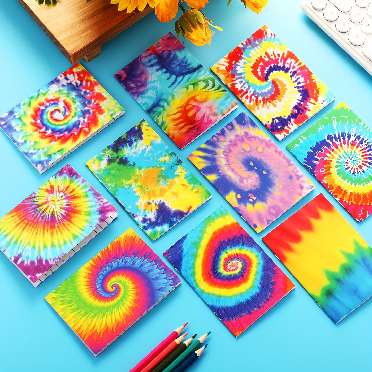 Mini Tie Dye Notepads Bulk Colorful Pocket Notebooks for Gifts - Earth Heart Resources