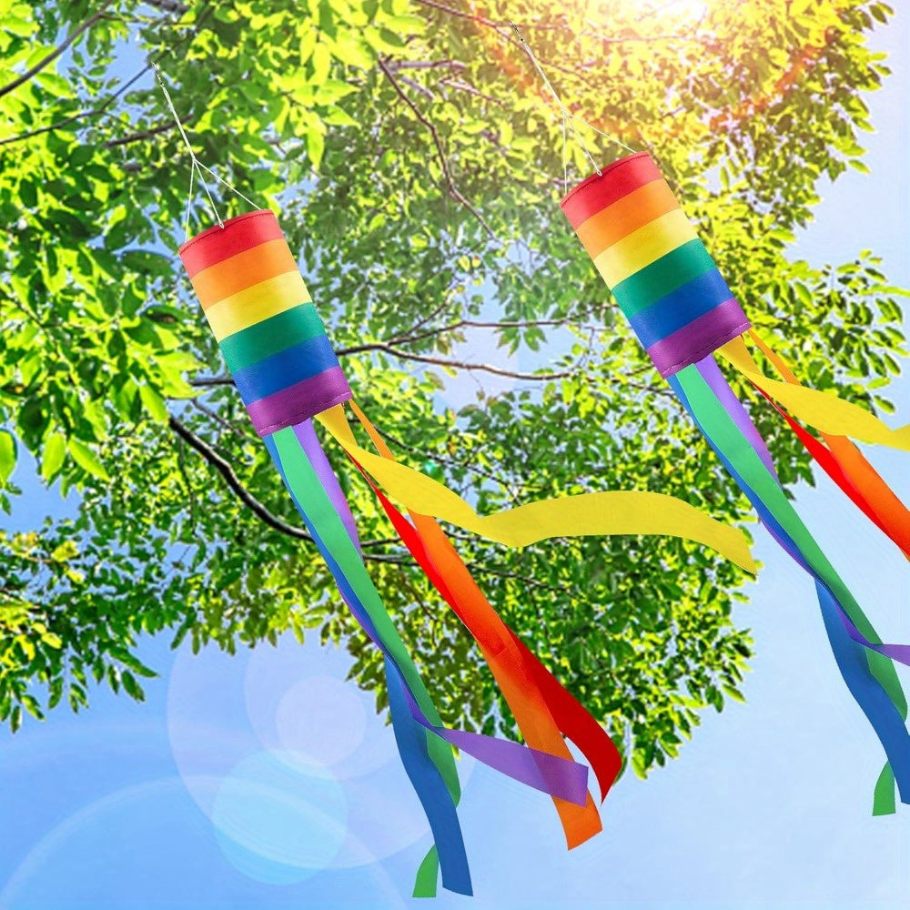 Vibrant Rainbow Windsock Flags for Outdoor Celebrations and Decor - Earth Heart Resources