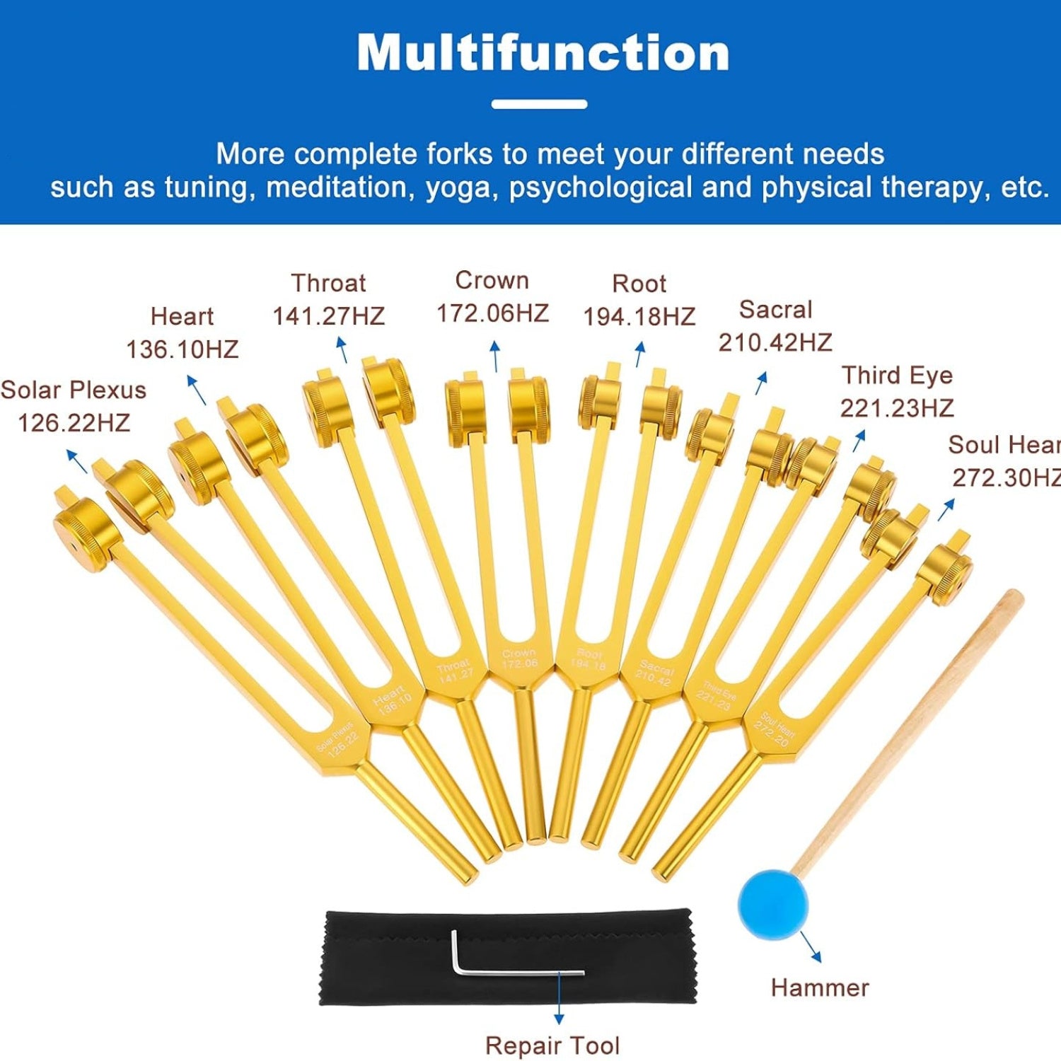 Chakra Tuning Forks Set for Meditation and Sound Healing - Earth Heart Resources