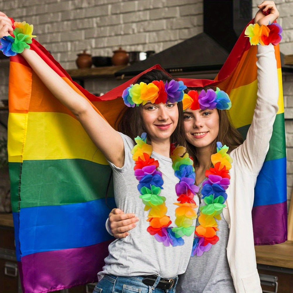 Rainbow Hawaiian Leis Set for Tropical Beach Party Decorations - Earth Heart Resources