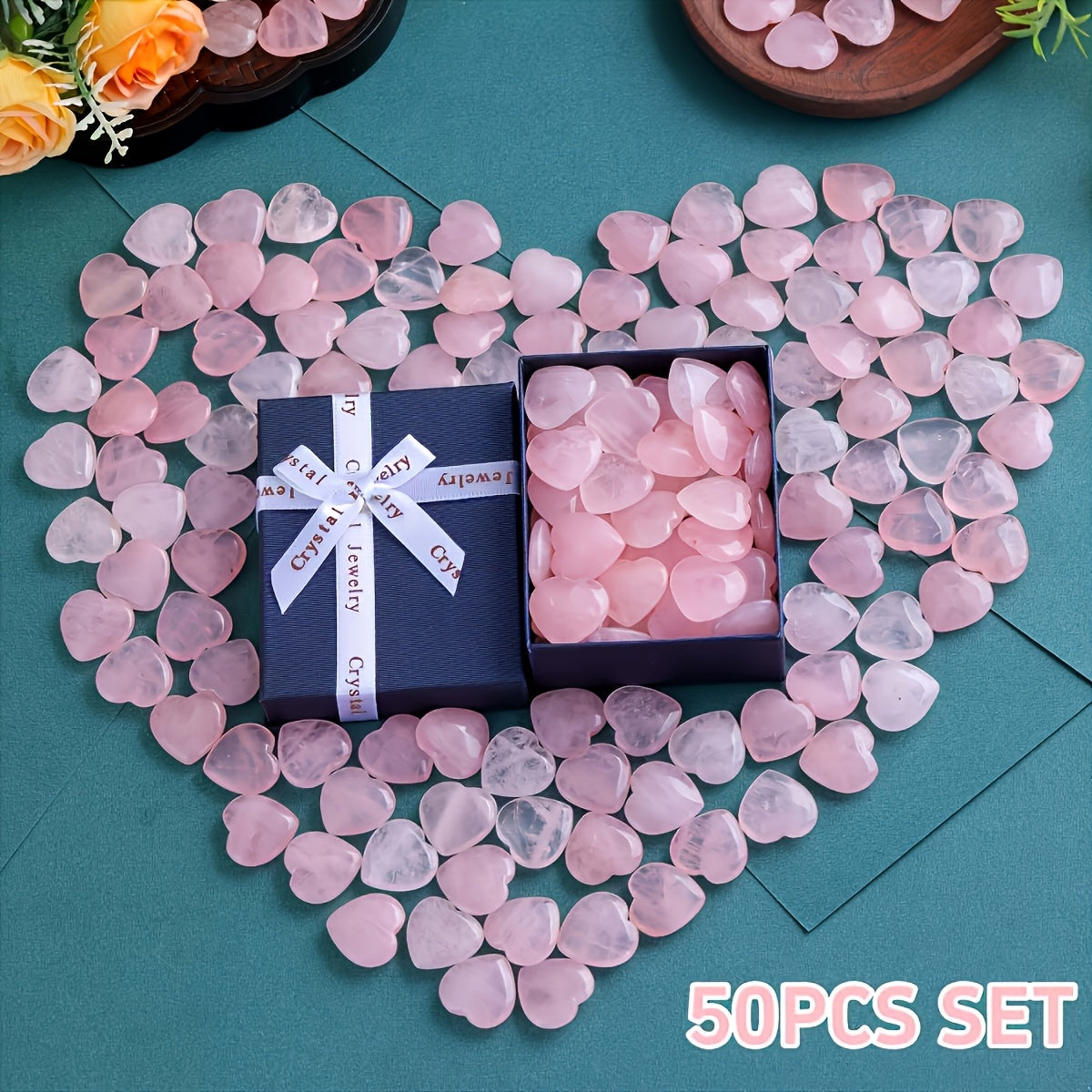 Rose Quartz Heart Crystals Set for Love and Romance - Earth Heart Resources
