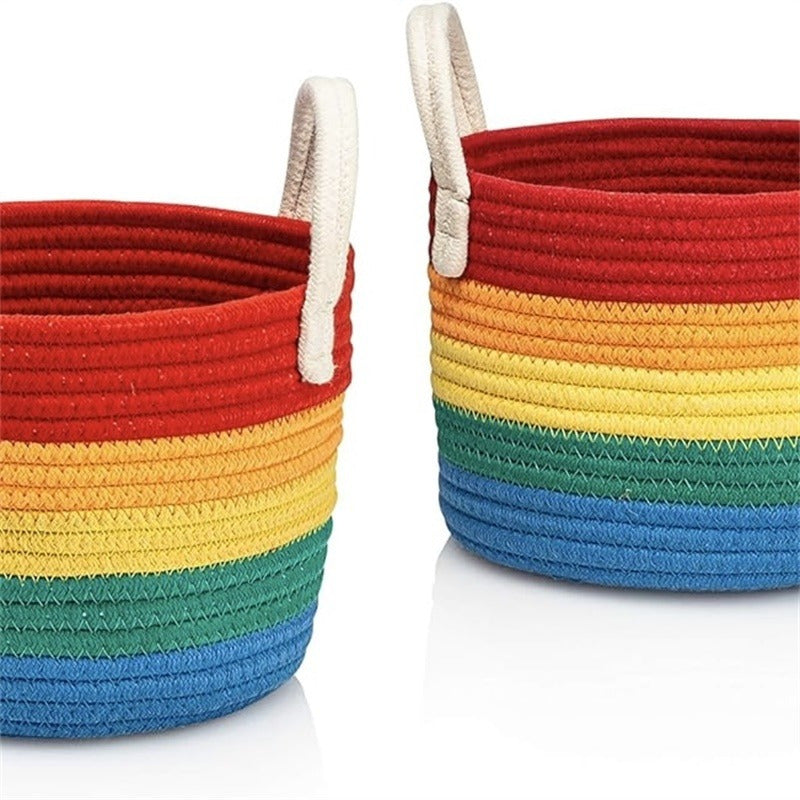Rainbow Cotton Woven Storage Basket for Organizing Any Space - Earth Heart Resources