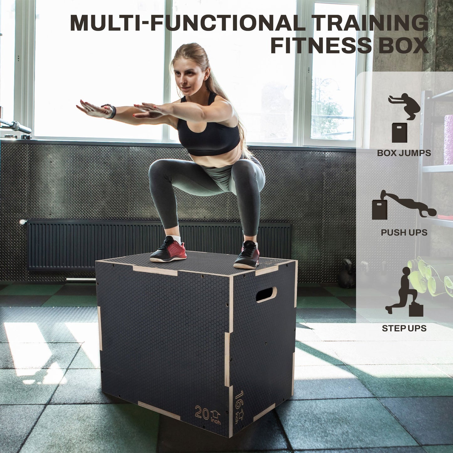 Signature Fitness Wooden Plyo Box Non-Slip Jump Platform - Earth Heart Resources