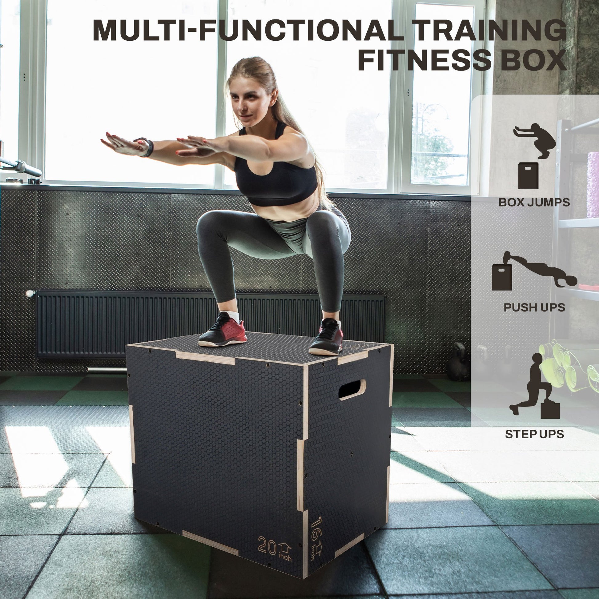 Signature Fitness Wooden Plyo Box Non-Slip Jump Platform - Earth Heart Resources
