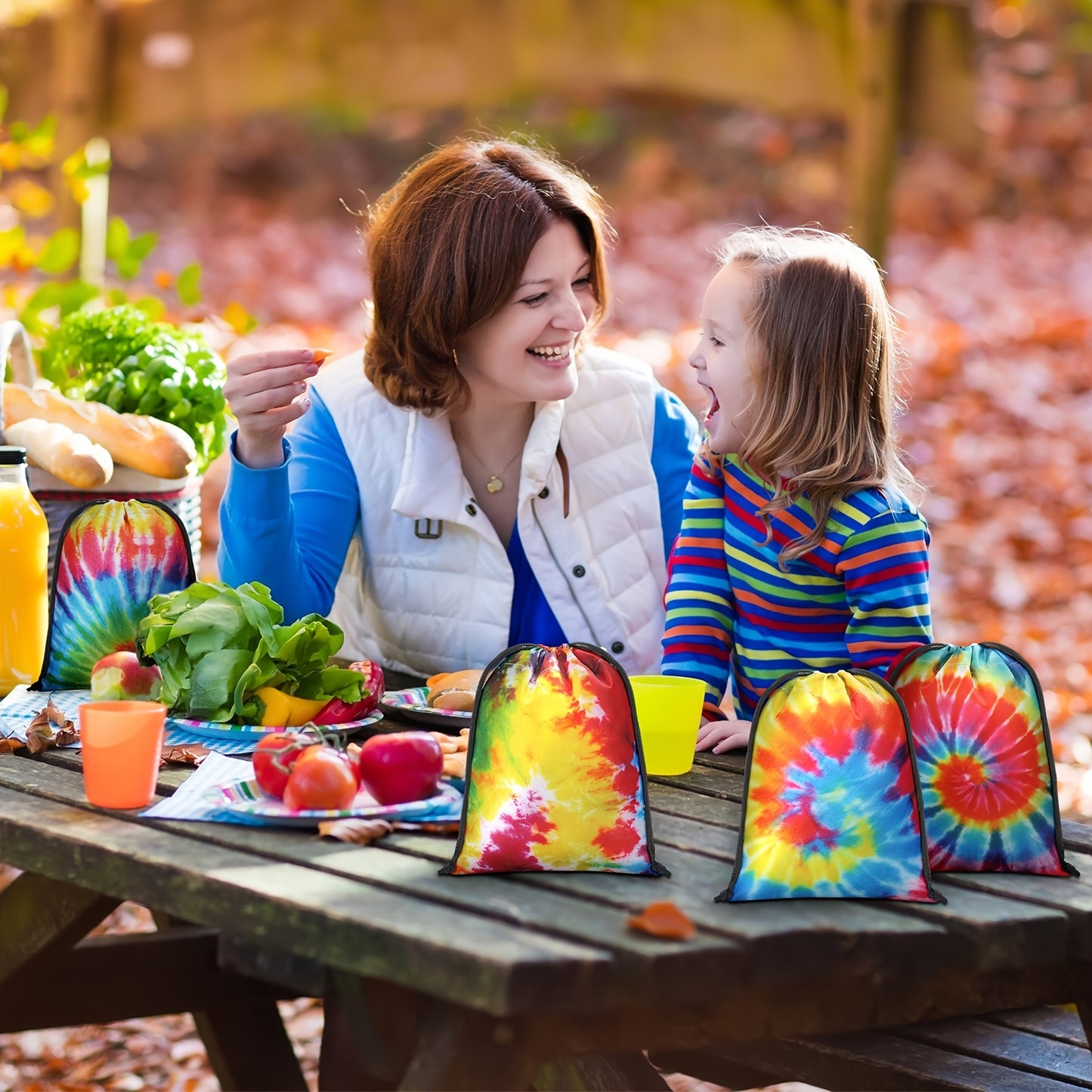 Reusable Tie-Dye Drawstring Bags for Parties and Festivals - Earth Heart Resources