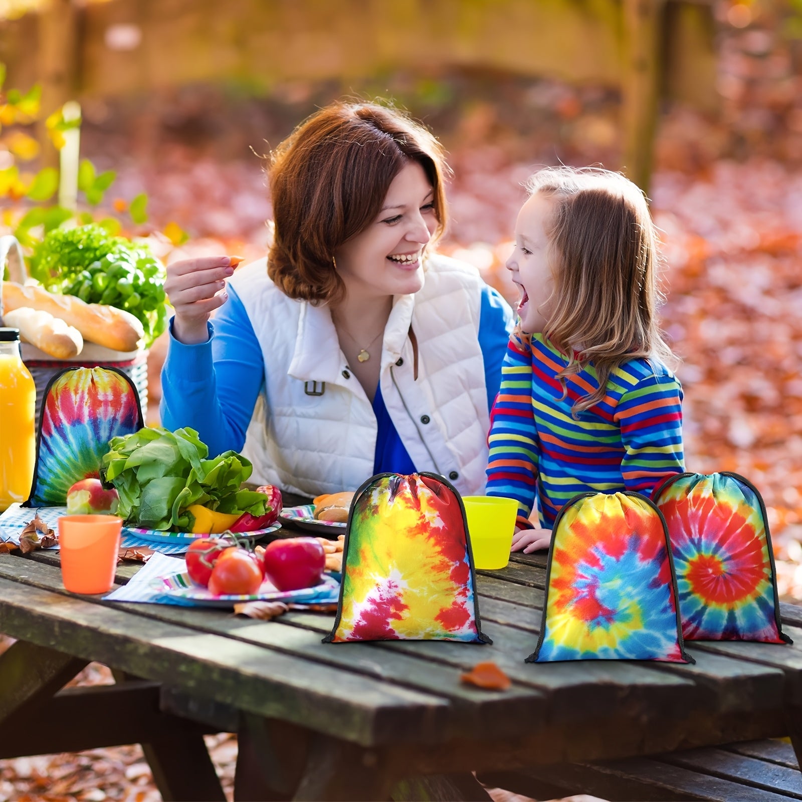 Reusable Tie-Dye Drawstring Bags for Parties and Festivals - Earth Heart Resources