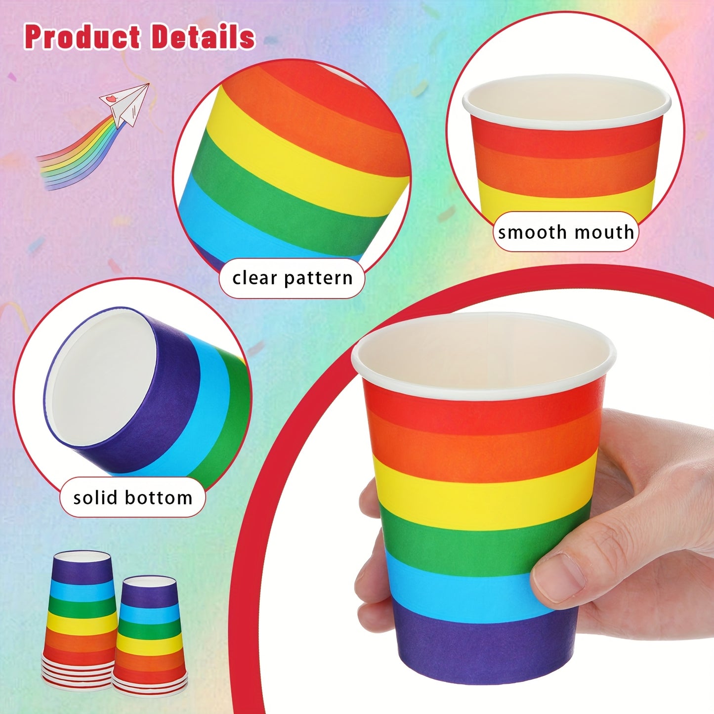 Rainbow Striped Disposable Paper Cups for Pride Parties - Earth Heart Resources