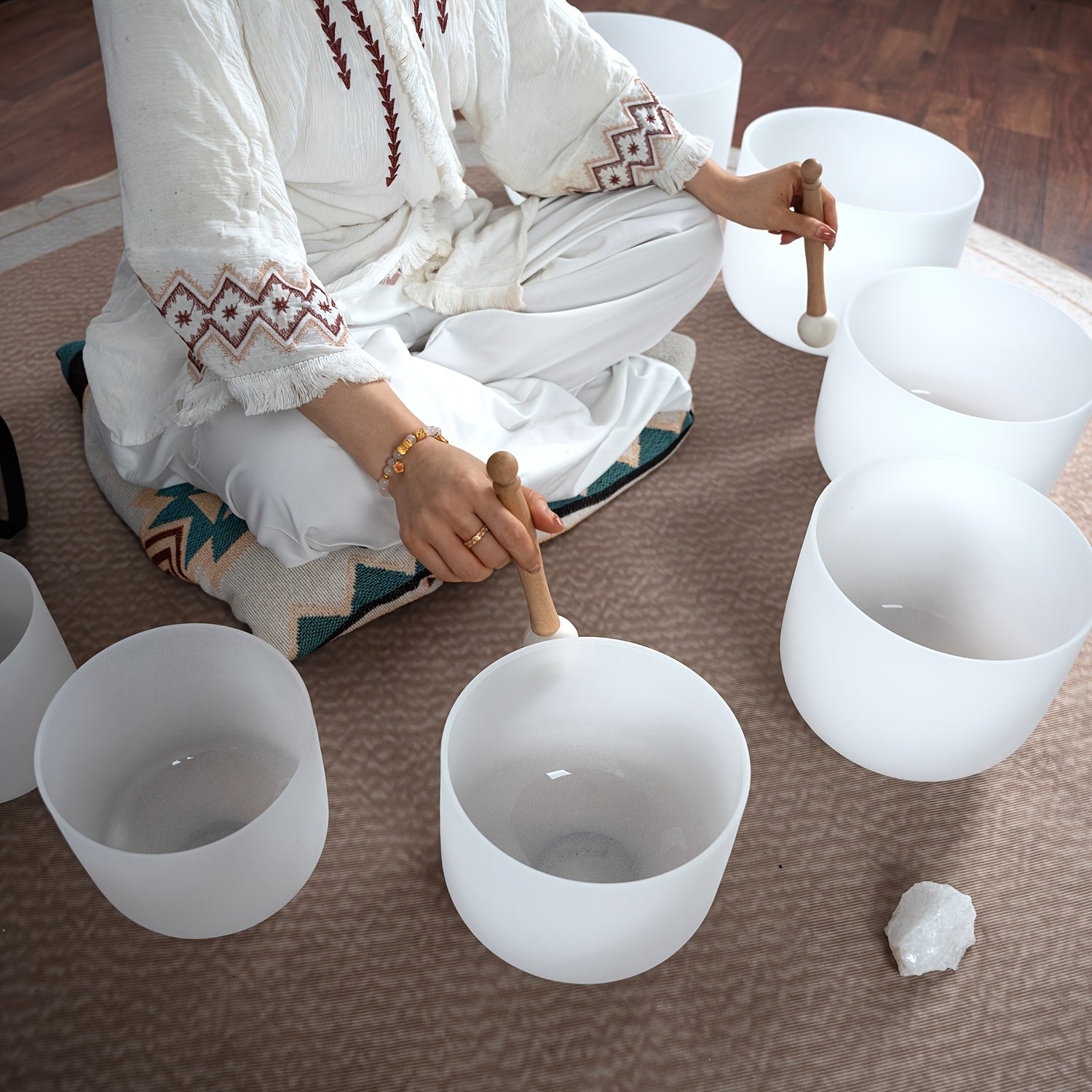 432Hz Quartz Crystal Singing Bowls Set for Meditation and Yoga - Earth Heart Resources
