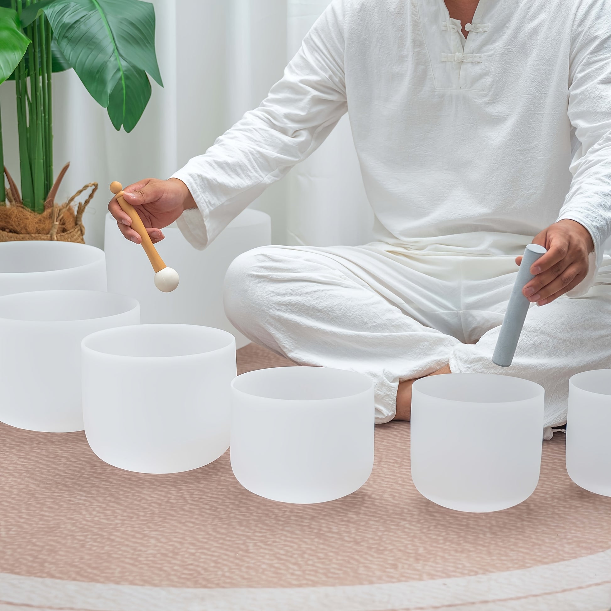 432Hz Quartz Crystal Singing Bowls Set for Meditation and Yoga - Earth Heart Resources