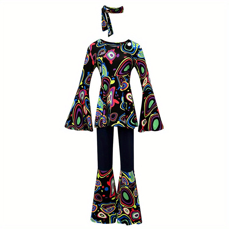 Trendy Women's Printed Tops and Pants Set with Headscarf - Earth Heart Resources