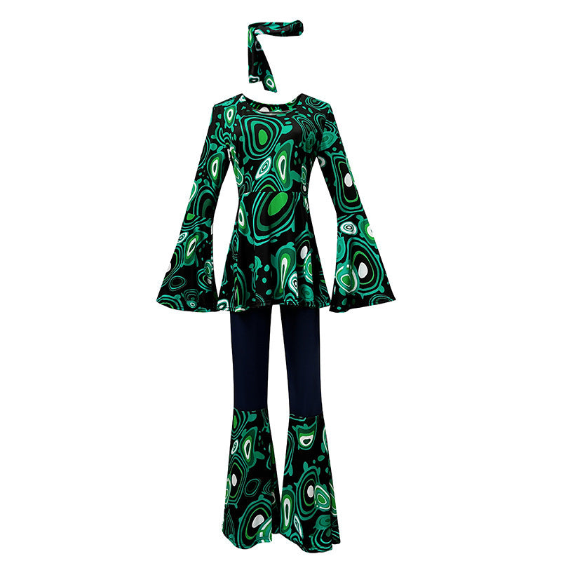Trendy Women's Printed Tops and Pants Set with Headscarf - Earth Heart Resources