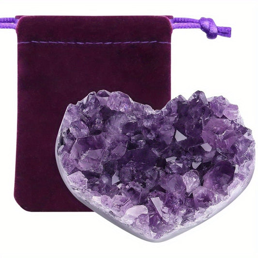 Amethyst Heart Crystal Cluster for Healing and Home Decor - Earth Heart Resources
