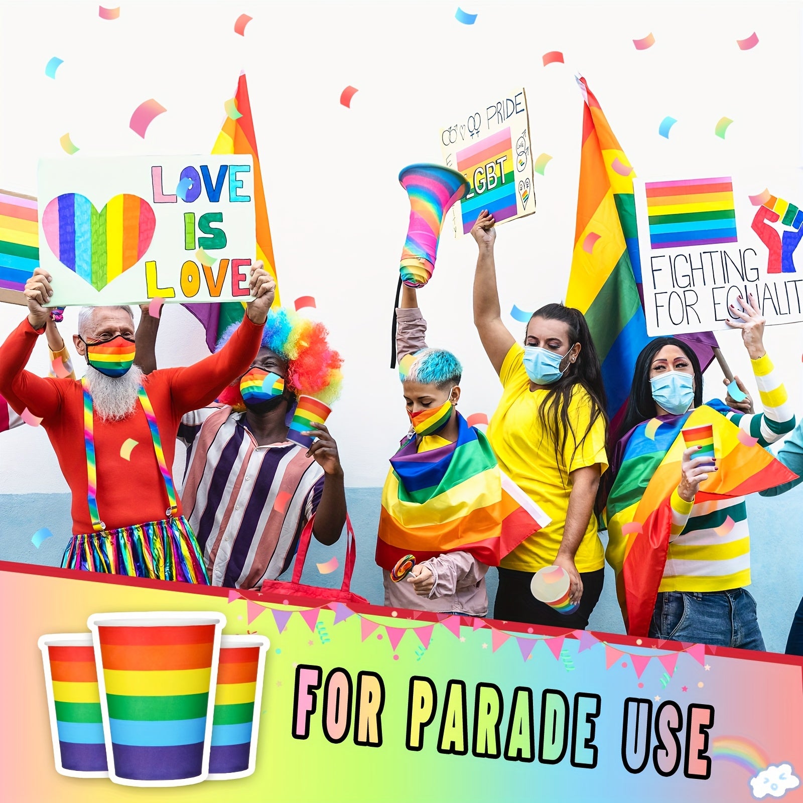 Rainbow Striped Disposable Paper Cups for Pride Parties - Earth Heart Resources