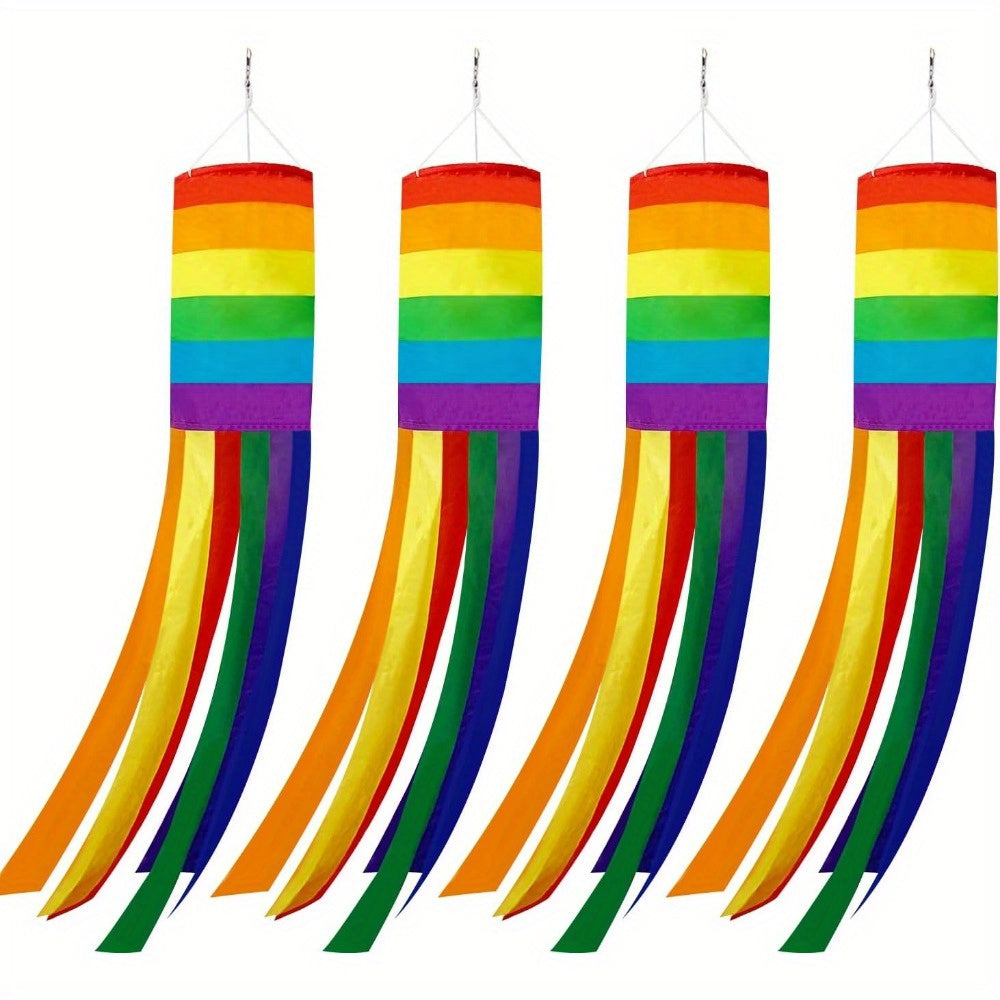 Vibrant Rainbow Windsock Flags for Outdoor Celebrations and Decor - Earth Heart Resources