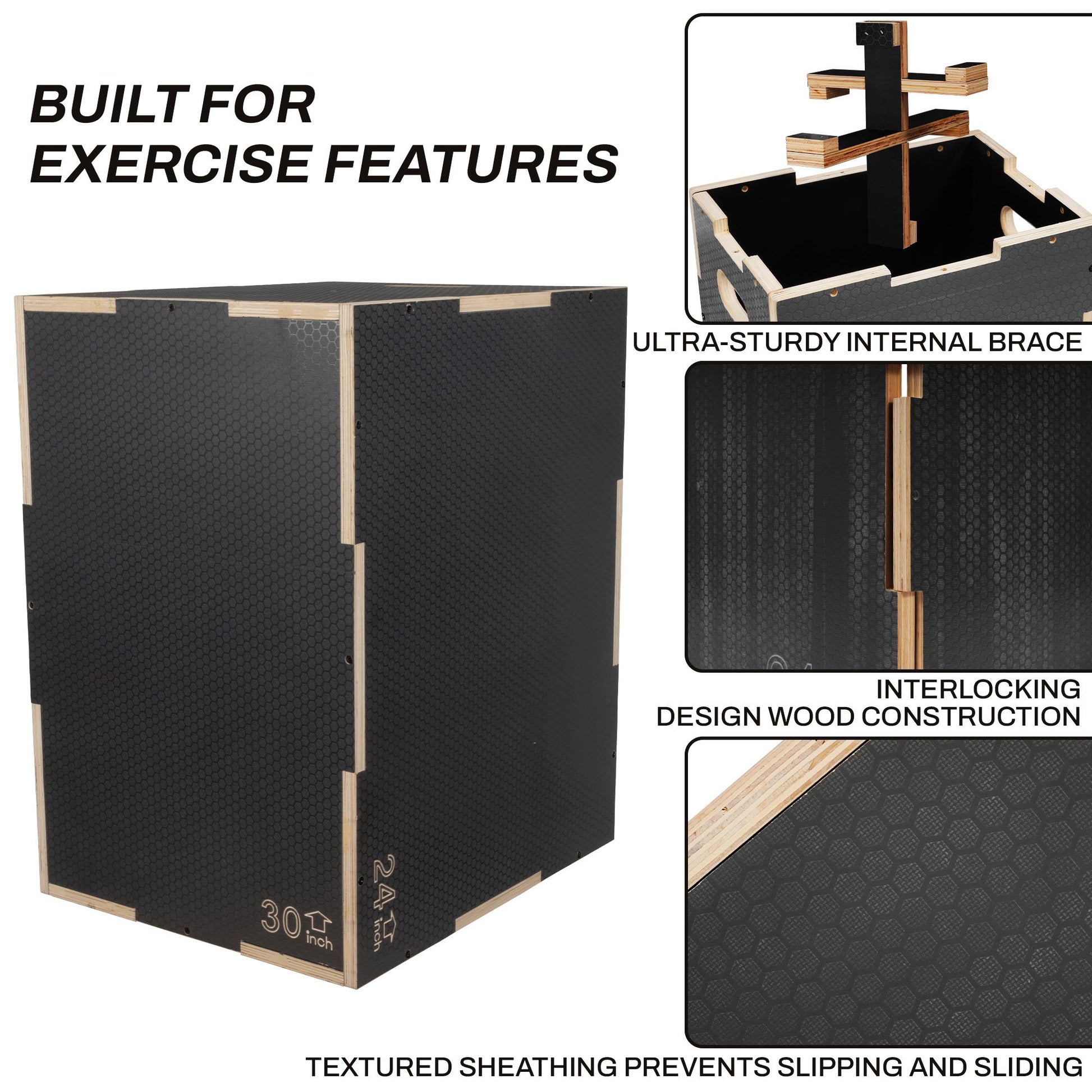 Signature Fitness Wooden Plyo Box Non-Slip Jump Platform - Earth Heart Resources