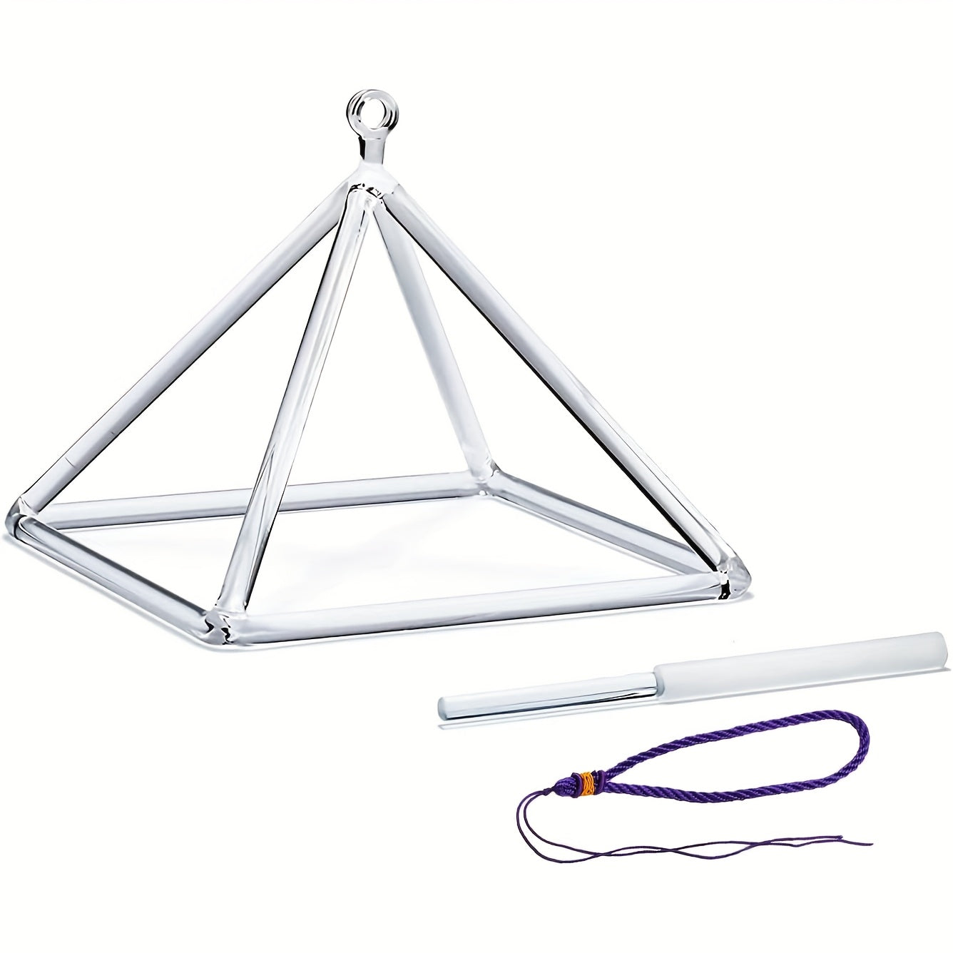 Quartz Crystal Singing Pyramid with Stick and Rope Included - Earth Heart Resources
