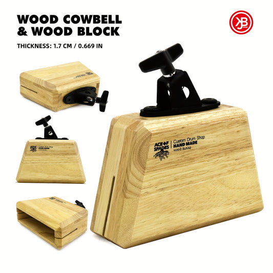 JBK Drums Wooden Cowbell Rhythm Block Percussion Instrument - Earth Heart Resources