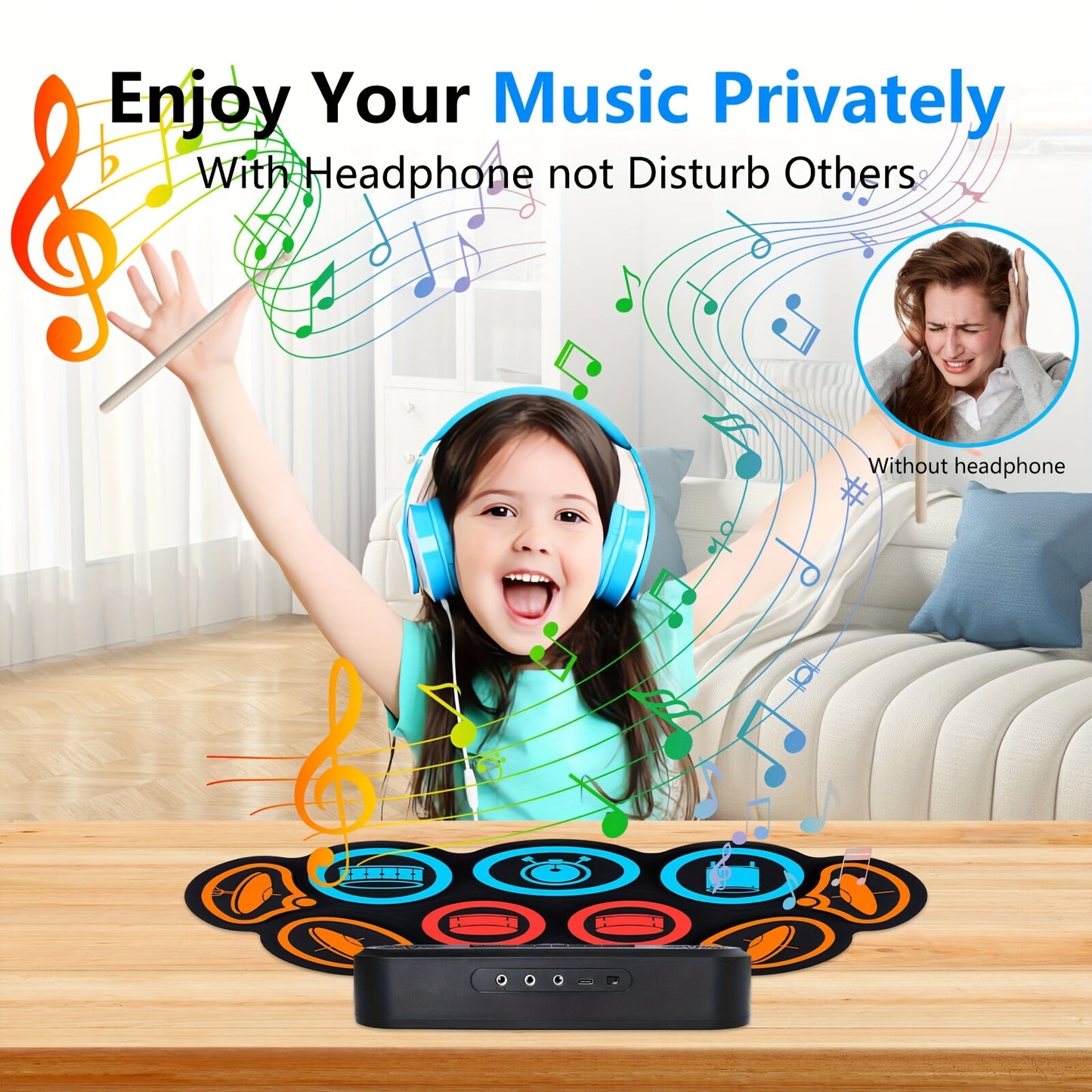 Roll-Up Electronic Drum Pad Kit for Fun Music Creation - Earth Heart Resources