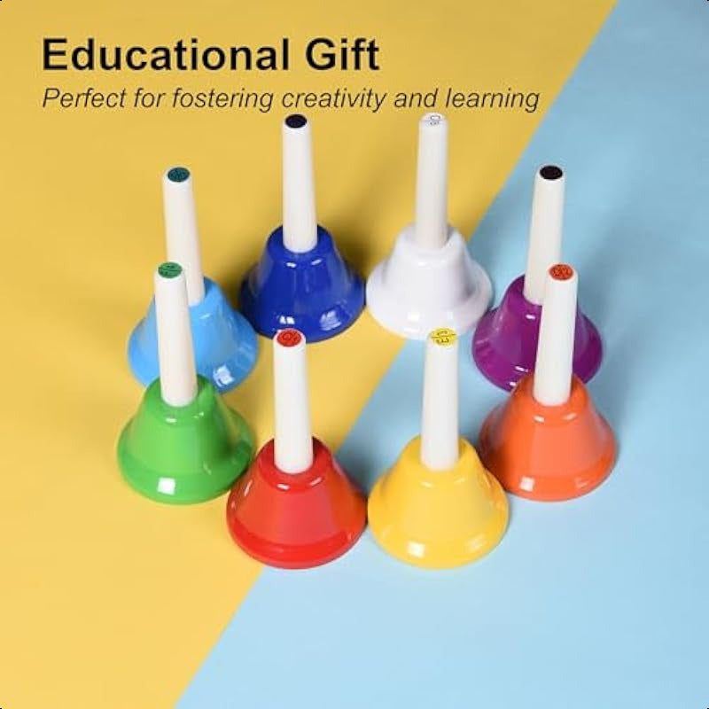 Colorful 8 Note Hand Bells Set for Fun Musical Play - Earth Heart Resources