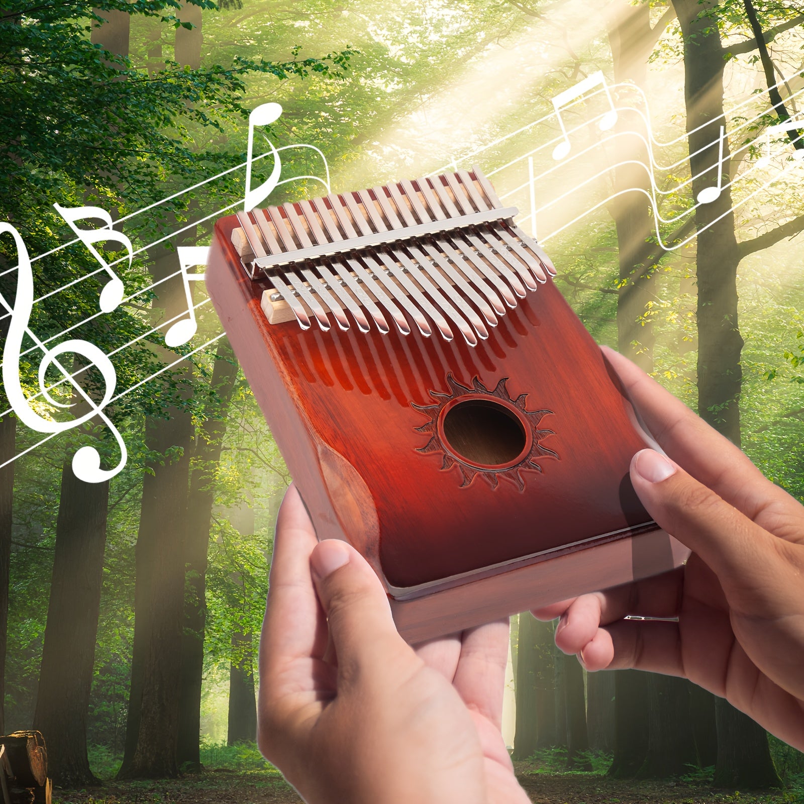 17-Key Rosewood Kalimba Thumb Piano with Learning Guide - Earth Heart Resources