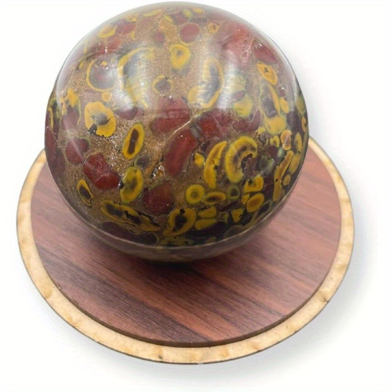 Bamboo Jasper Gemstone Ball Sphere with Stand for Spiritual Cleansing - Earth Heart Resources