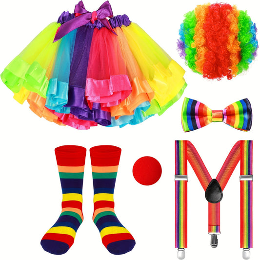 Rainbow Clown Costume Set for Carnival Fun and Celebration - Earth Heart Resources