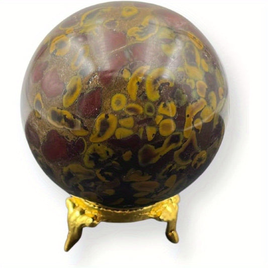 Bamboo Jasper Gemstone Ball Sphere with Stand for Spiritual Cleansing - Earth Heart Resources