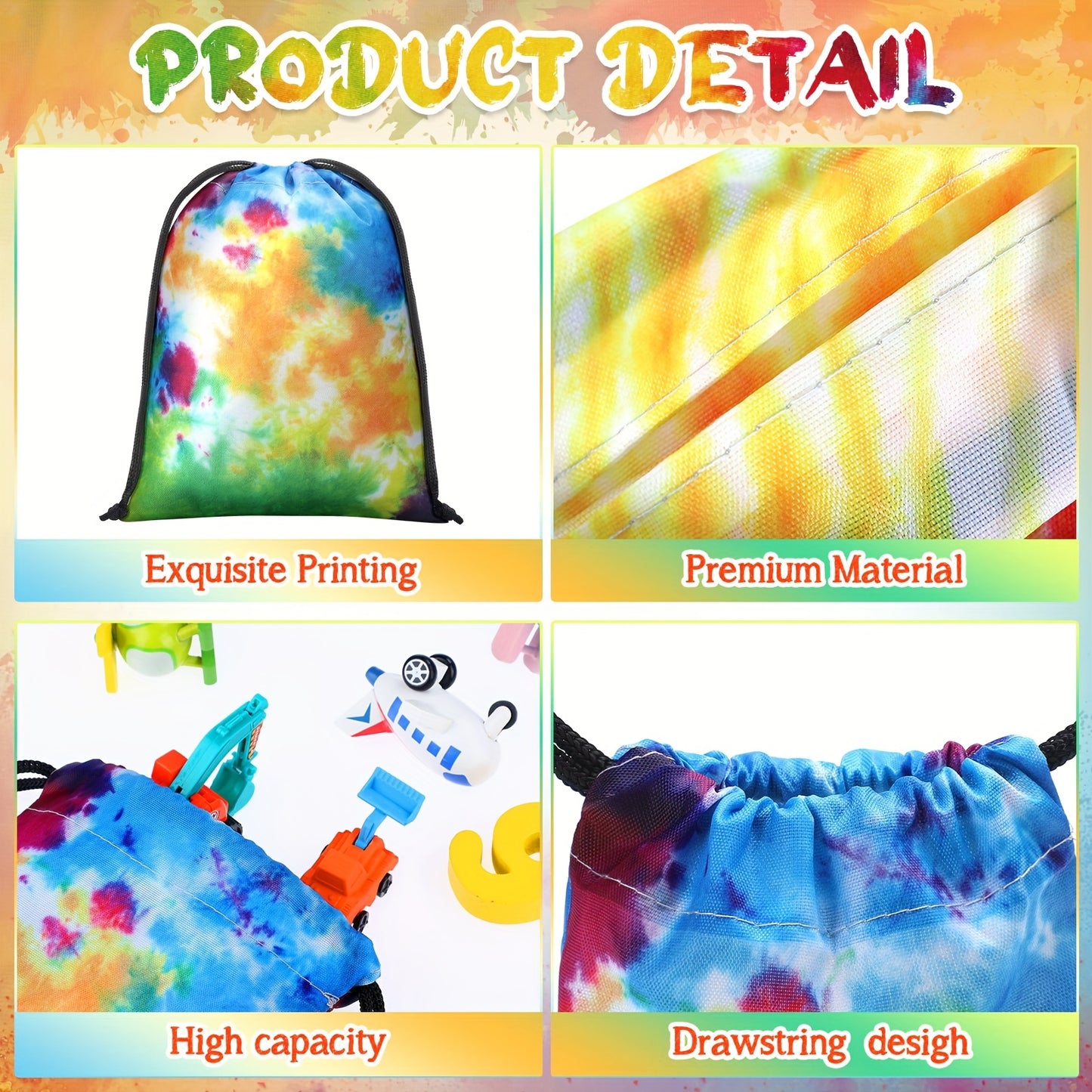 Reusable Tie-Dye Drawstring Bags for Parties and Festivals - Earth Heart Resources