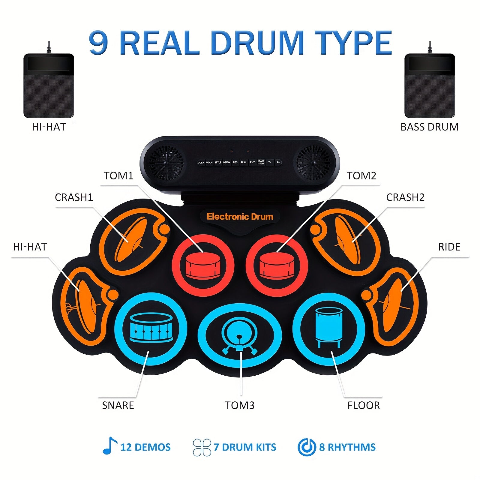 Roll-Up Electronic Drum Pad Kit for Fun Music Creation - Earth Heart Resources