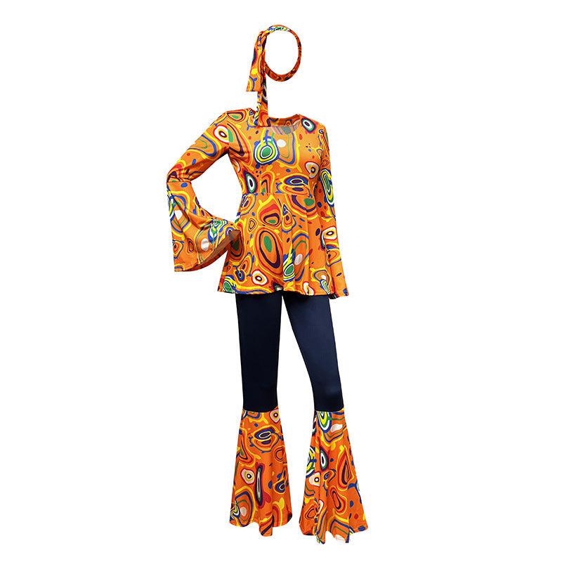 Trendy Women's Printed Tops and Pants Set with Headscarf - Earth Heart Resources