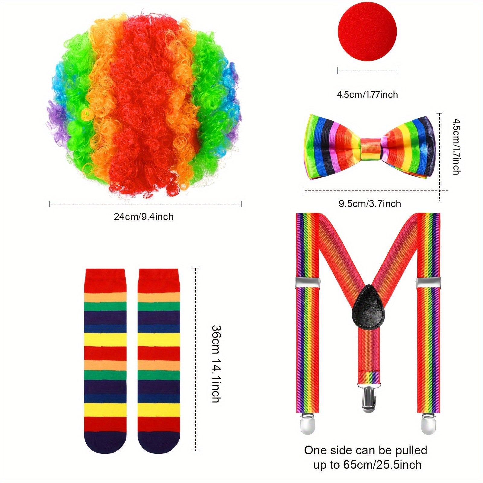 Rainbow Clown Costume Set for Carnival Fun and Celebration - Earth Heart Resources