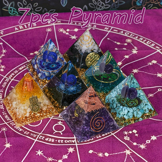 Chakra Crystal Pyramid Set for Meditation and Divination - Earth Heart Resources