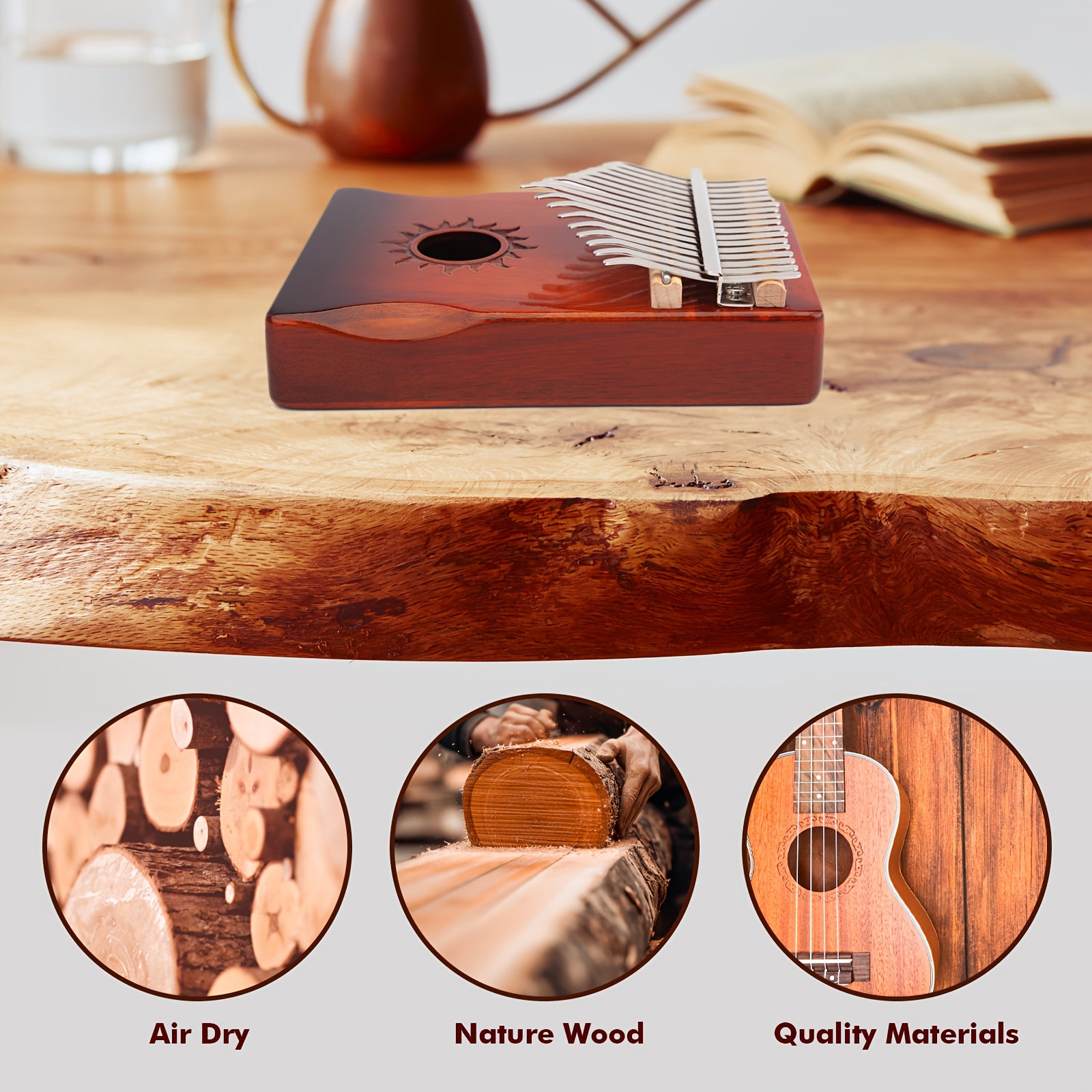 17-Key Rosewood Kalimba Thumb Piano with Learning Guide - Earth Heart Resources