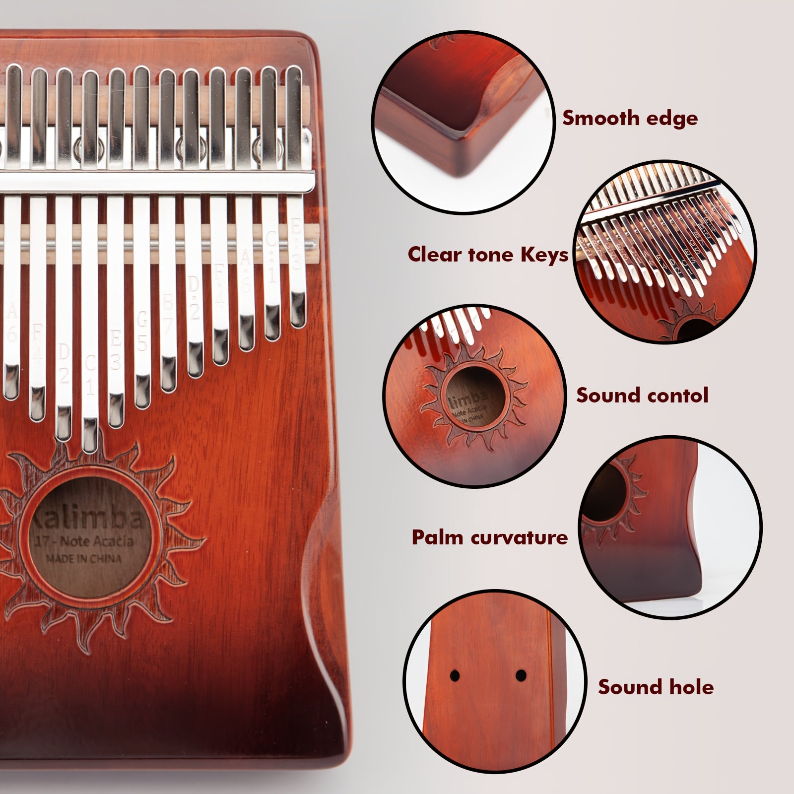 17-Key Rosewood Kalimba Thumb Piano with Learning Guide - Earth Heart Resources