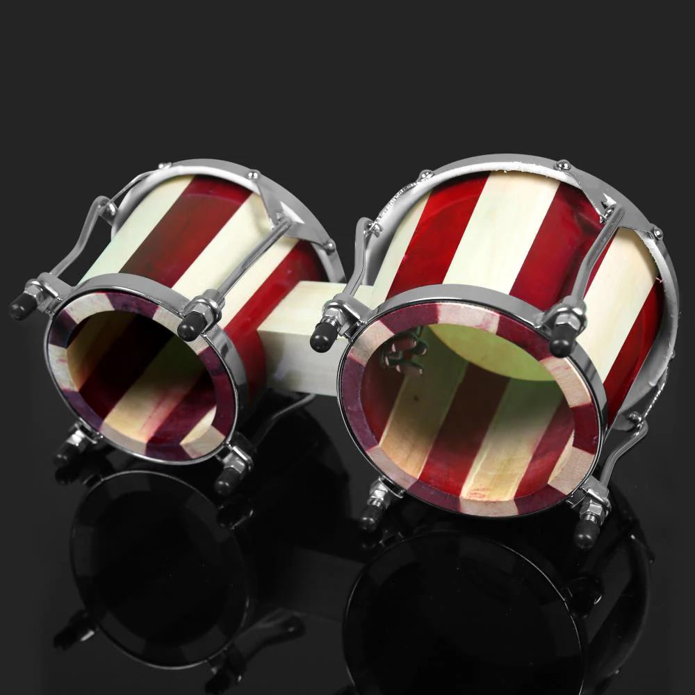 Pyle Hand-Crafted Wooden Bongo Drums with Natural Skin Heads - Earth Heart Resources