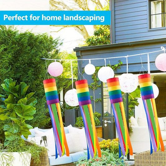 Vibrant Rainbow Windsock Flags for Outdoor Celebrations and Decor - Earth Heart Resources