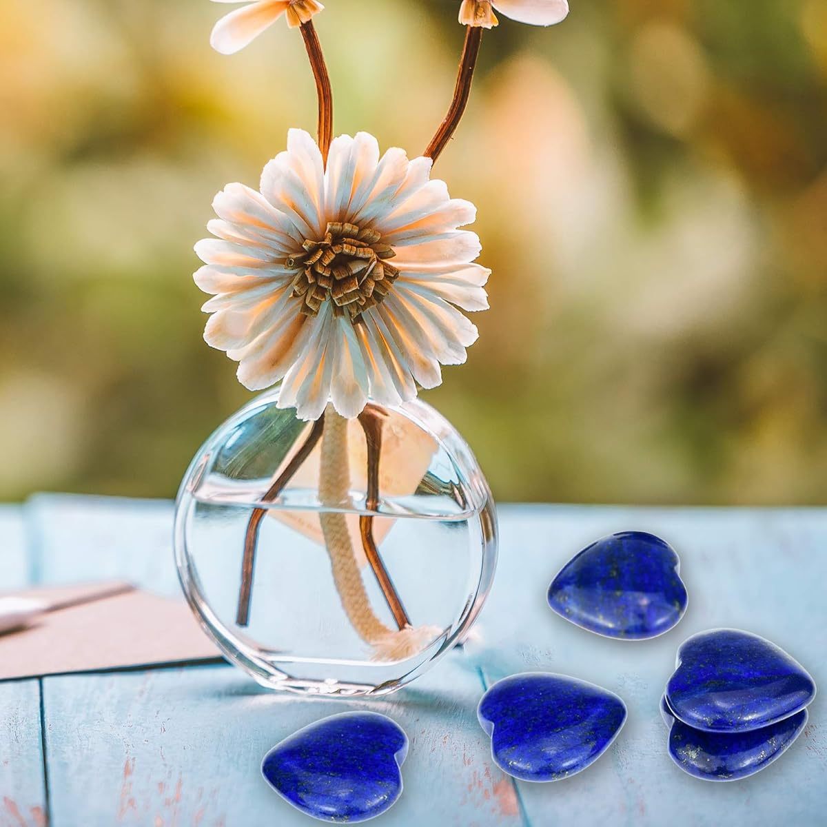 Lapis Lazuli Heart Carved Palm Worry Stones for Healing Energy - Earth Heart Resources